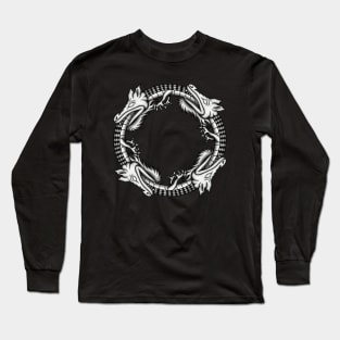 DRAGON EATING LOOP TATTOO FLASH - B&W Long Sleeve T-Shirt